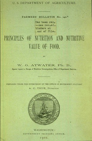 principles of nutrition and nutritive value of food wilbur atwater USDA